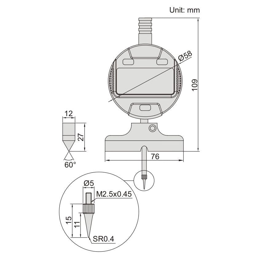 INSIZE Measuring Equipment Insize Digital Depth Gauge (60° Knife Edge Base) Range Series 2143-101