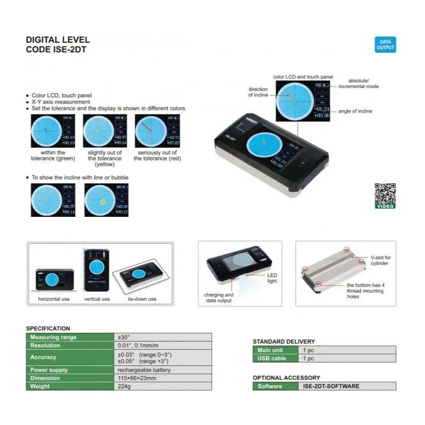INSIZE Measuring Equipment Insize Digital Level ±30° Range Series ISE-2DT
