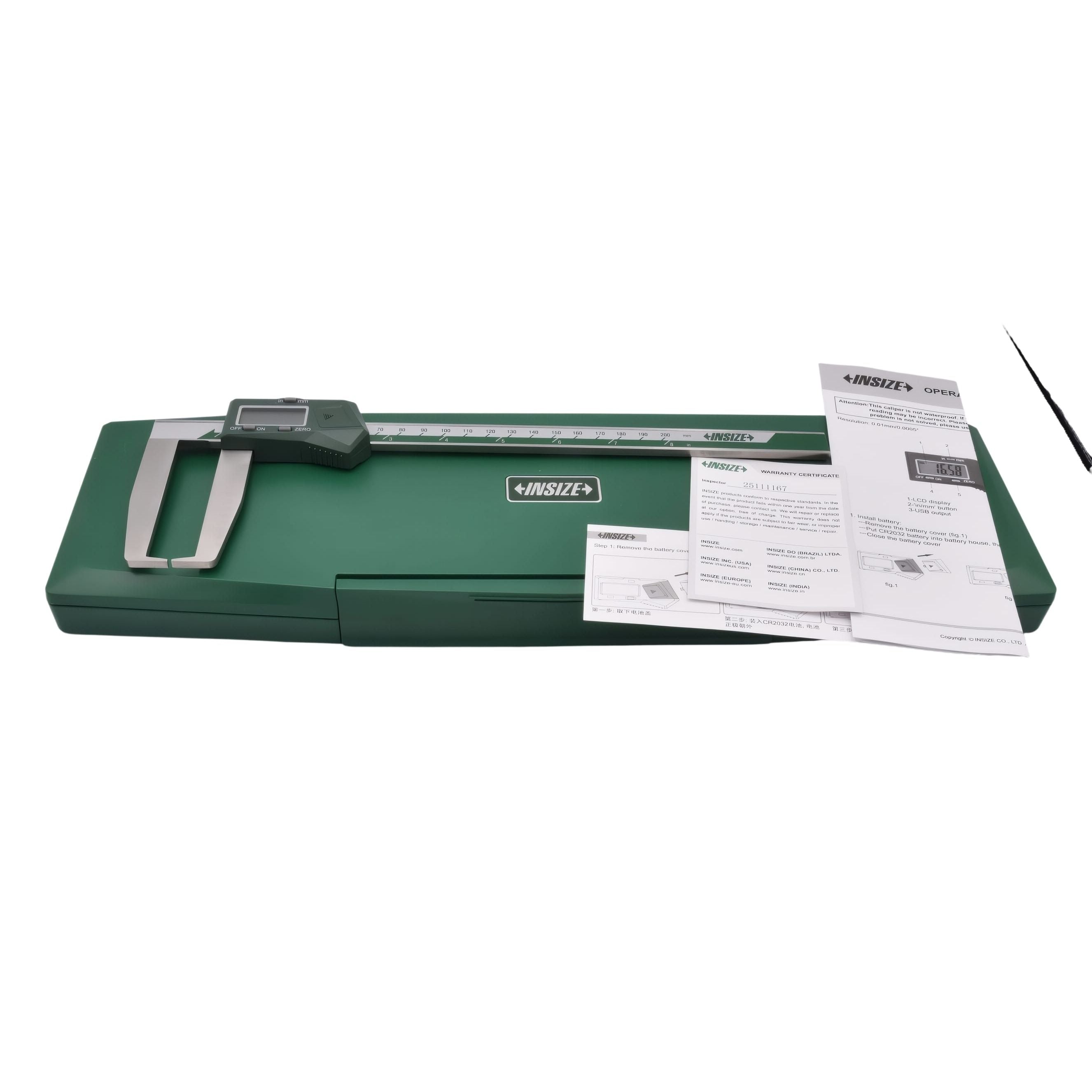 INSIZE MEASURING EQUIPMENT Insize Digital Outside Neck Caliper 0-200mm/0-8" Series 1187-200A