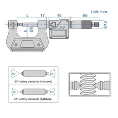 INSIZE Measuring Equipment Insize Digital Screw Thread Micrometer 75-100mm Range Series 3581-100A