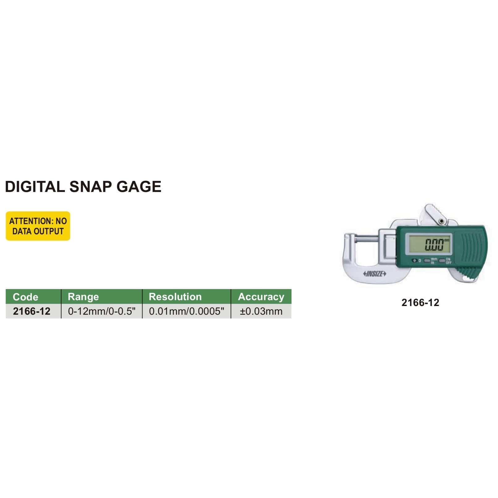 INSIZE Measuring Equipment Insize Digital Snap Gauge 0-12mm/0-0.5" Range Series 2166-12
