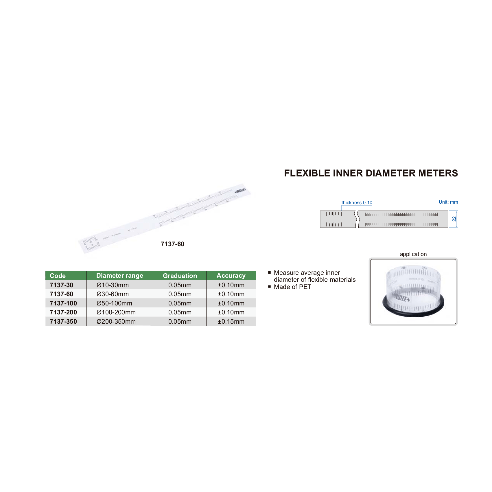 INSIZE Measuring Equipment Insize Flexible Inner Diameter Meter 50–100 mm Range Series 7137-100