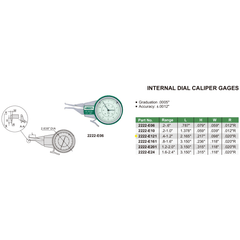 INSIZE MEASURING EQUIPMENT Insize Internal Dial Caliper Gauge 0.4-1.2" Range Series 2222-E121