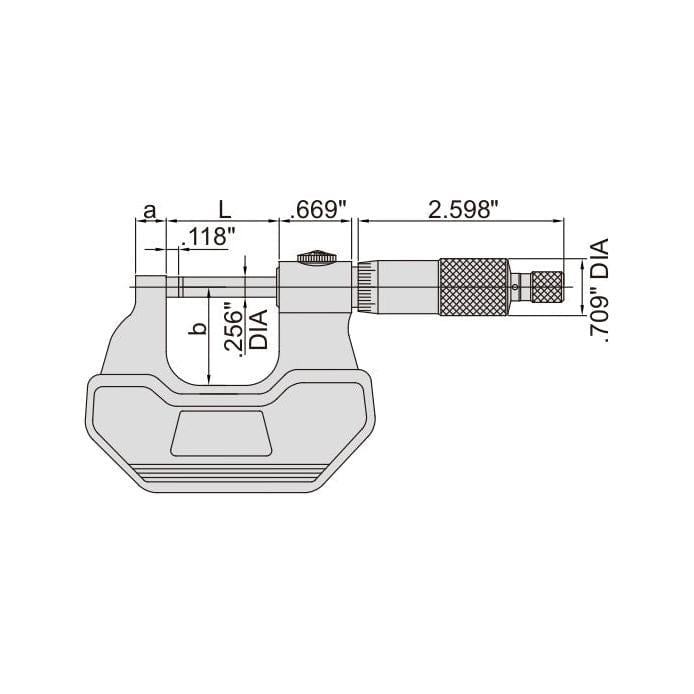 INSIZE Measuring Equipment Insize Left Hand/Right Hand Outside Micrometer 0-1" Range Series 3236-1B