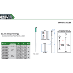 INSIZE Measuring Equipment Insize Long Handle 77.8″ × 0.571″ Series 7351-1EX24