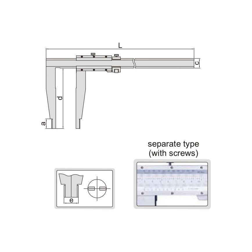 INSIZE Measuring Equipment Insize Long Jaw Vernier Caliper 0-500mm/0-20" Range Series 1215-532