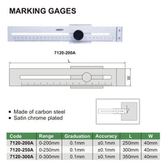INSIZE Measuring Equipment Insize Marking Gauge 0-250mm Range Series 7120-250A