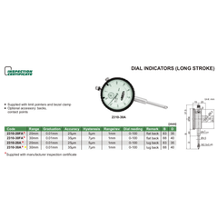 INSIZE Measuring Equipment Insize Metric Long Stroke Dial Indicator 30mm Range Series 2310-30A