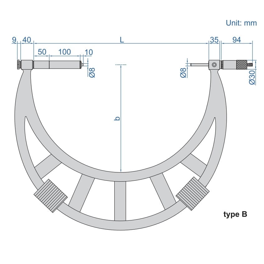 INSIZE Measuring Equipment Insize Metric Outside Micrometer 1000-1200mm Range Series 3205-1200