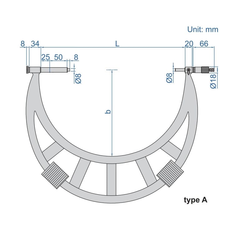 INSIZE Measuring Equipment Insize Metric Outside Micrometer 700-800mm Range Series 3205-800