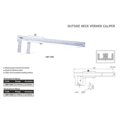 INSIZE MEASURING EQUIPMENT Insize Outside Neck Vernier Caliper 0-150mm Series 1287-1503