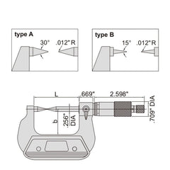 INSIZE Measuring Equipment Insize Point Micrometer 1-2" Range Series 3230-2