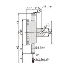 INSIZE Measuring Equipment Insize Precision Dial Indicator 0-1mm x 0.001mm Range Series 2830-1