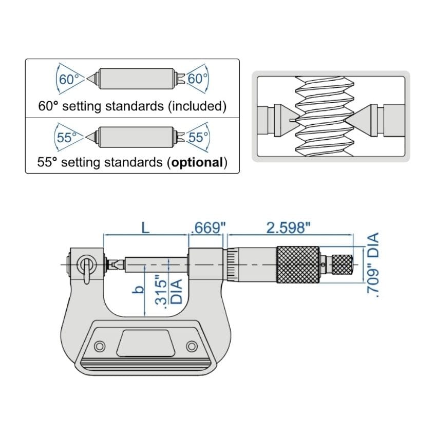 INSIZE Measuring Equipment Insize Screw Thread Micrometer 1-2" Range Series 3281-2