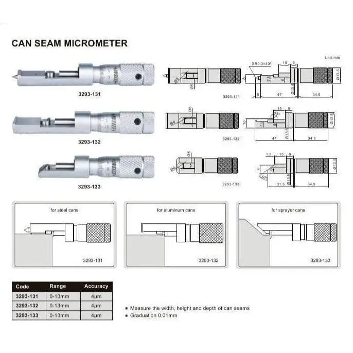 INSIZE MEASURING EQUIPMENT Insize Spray Can Seam Micrometer 0-0.6" Range Series 3293-063