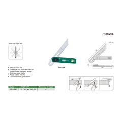 INSIZE Measuring Equipment Insize T-Bevel 203 mm Blade Series 2281-360