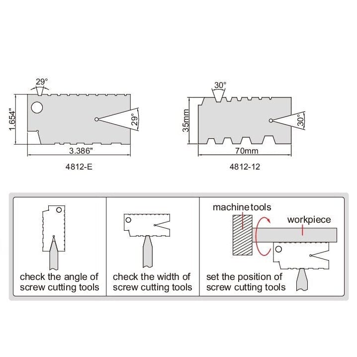 INSIZE Measuring Equipment Insize Thread Angle Gauge 1-10TPI Range Series 4812-E