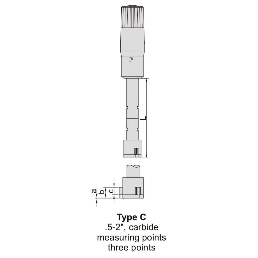 INSIZE Measuring Equipment Insize Three Point Internal Micrometer 1.2-1.6" Range Series 3227-E16