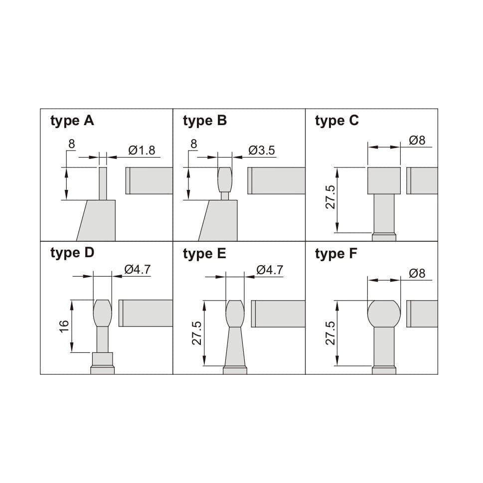 INSIZE Measuring Equipment Insize Type B Cylindrical Anvil Tube Micrometer 0-25mm Range Series 3261-25BA