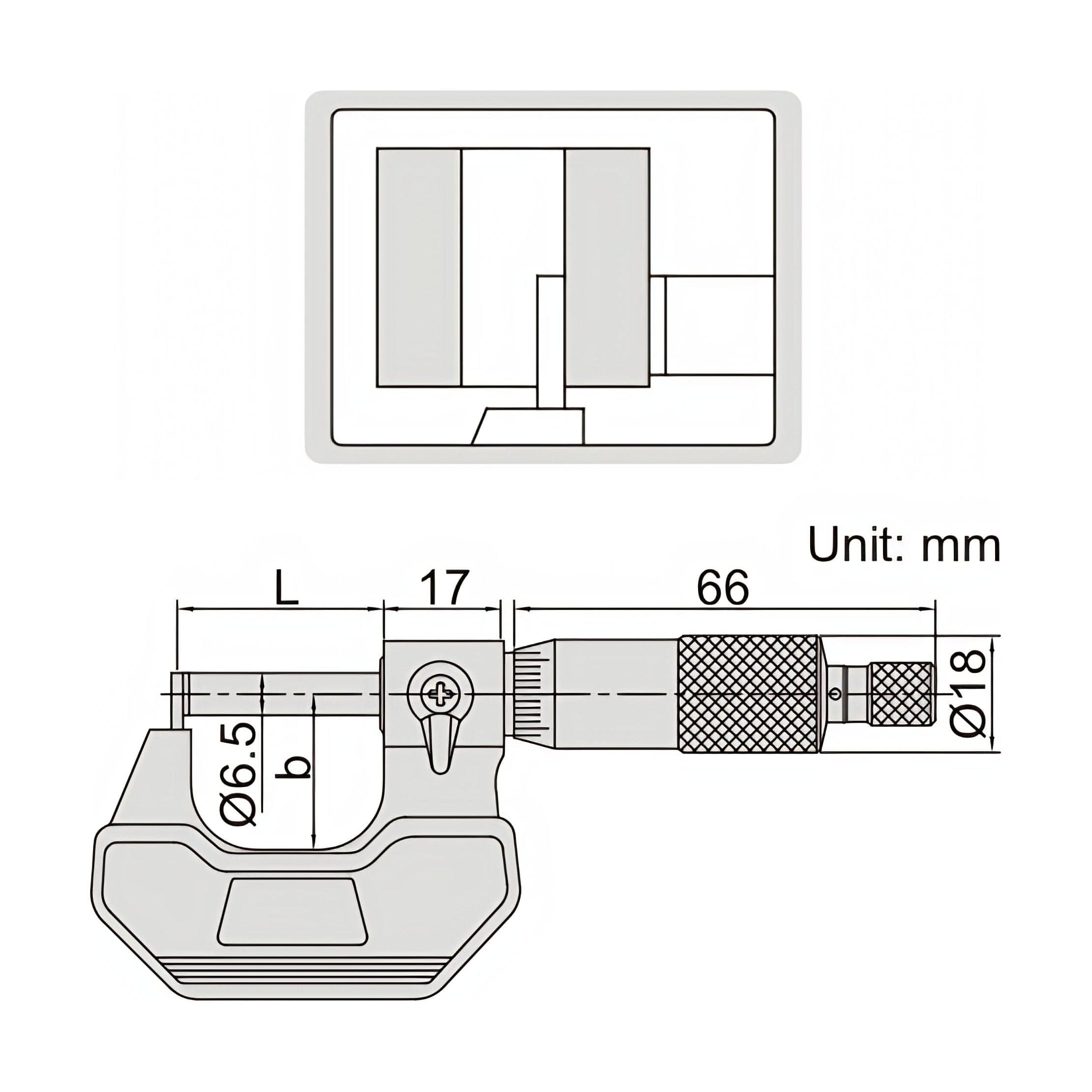 INSIZE Measuring Equipment Insize Type C Cylindrical Anvil Tube Micrometer 0-25mm Range Series 3261-25CA