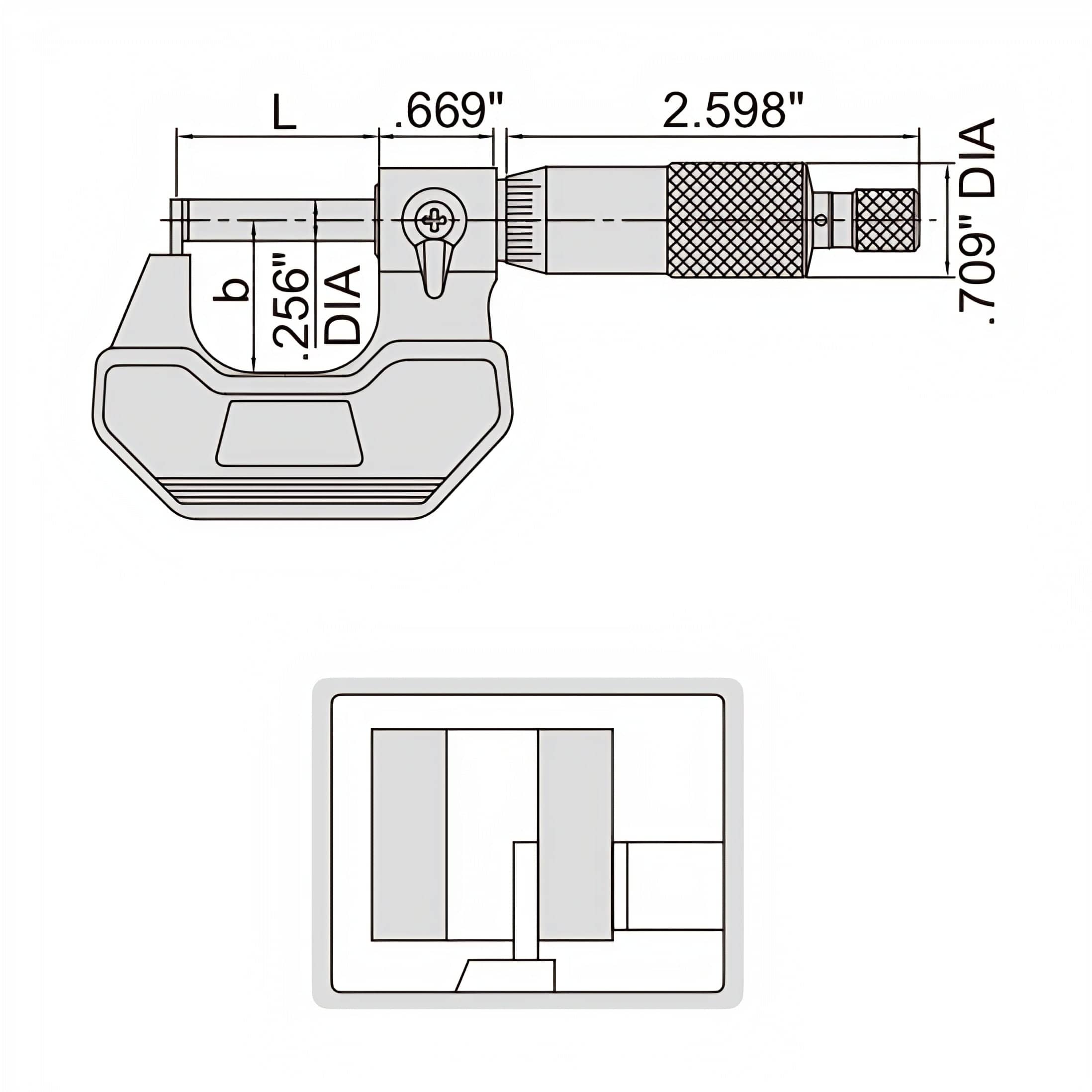 INSIZE Measuring Equipment Insize Type D Cylindrical Anvil Micrometer 0-1" Range Series 3261-1D