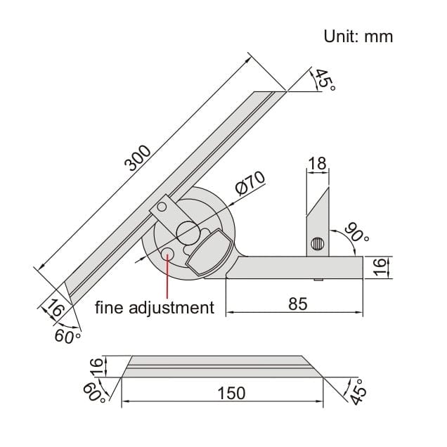 INSIZE Measuring Equipment Insize Universal Protractor 0-360° Range Series 2372-360