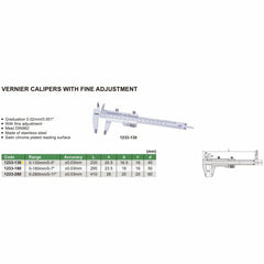INSIZE Measuring Equipment Insize Vernier Caliper 0-130mm/0-5" Range Series 1233-130