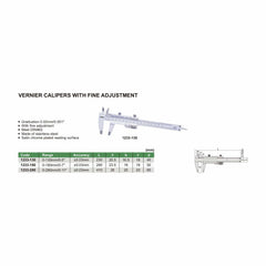 INSIZE Measuring Equipment Insize Vernier Caliper 0-180mm/0-7" Range Series 1233-180