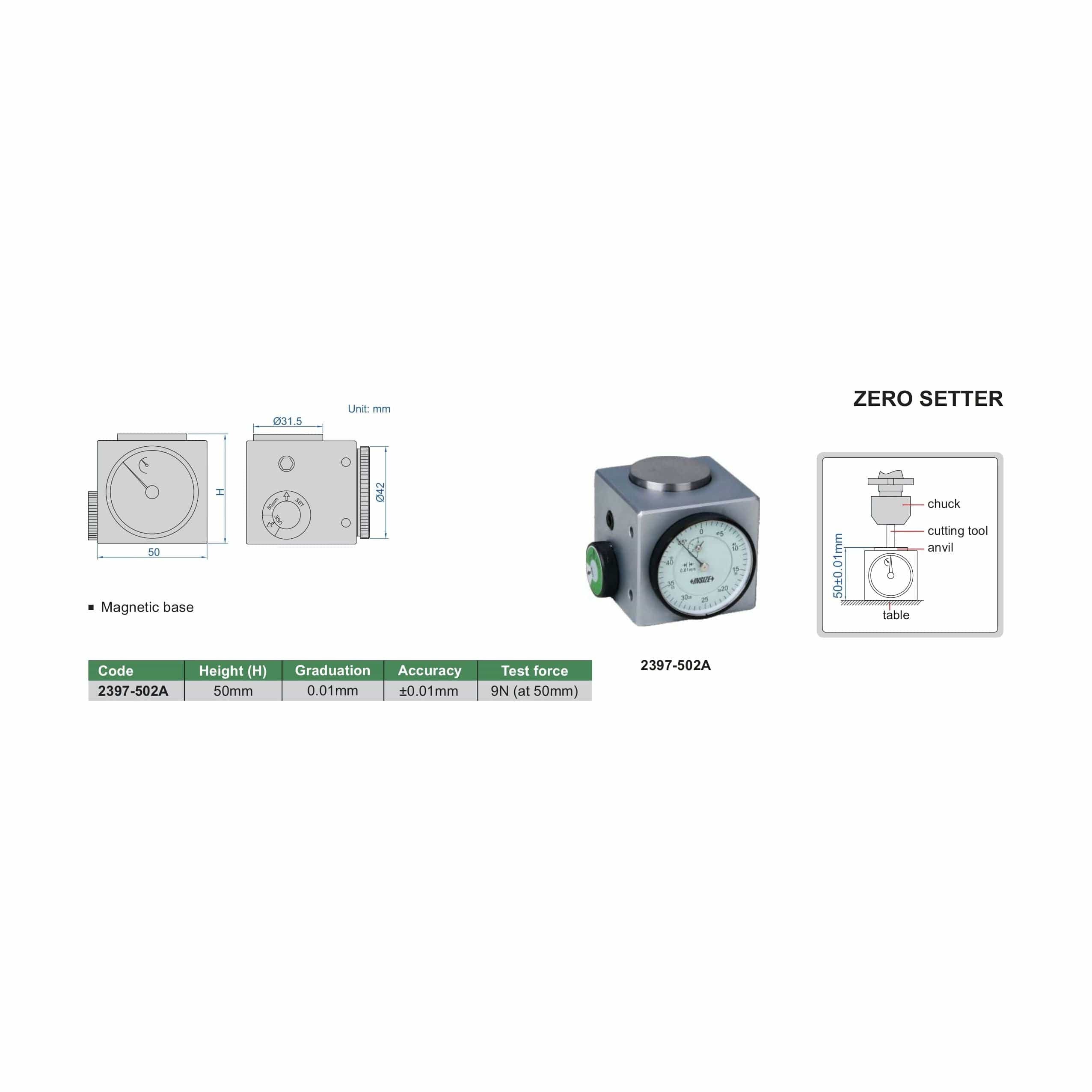 INSIZE Measuring Equipment Insize Zero Height Setter 0-50mm Range Series 2397-502A