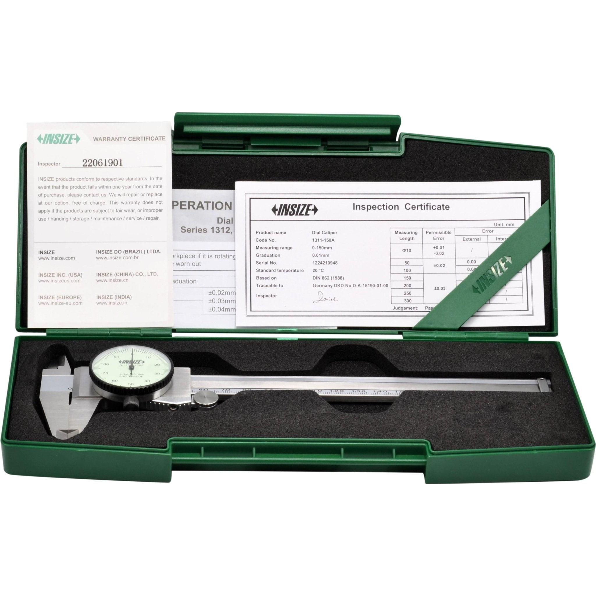 INSIZE Metric Dial Caliper 0-200mm Range Series 1311-200A - Twin Eagle Imports