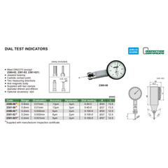 Insize Metric Dial Indicator 0.8 mm Range Series 2380-08 - Twin Eagle Imports