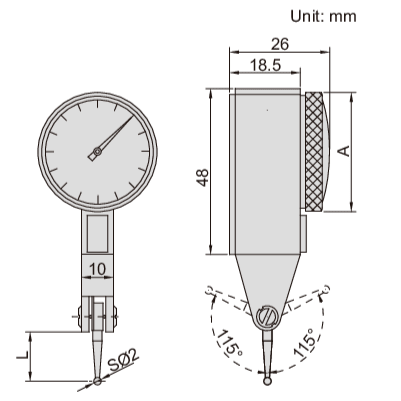 Insize Metric Dial Indicator 0.8 mm Range Series 2380-08 - Twin Eagle Imports