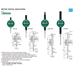 Insize Metric Digital Indicator 12.7mm Range Series 2116-101 - Twin Eagle Imports