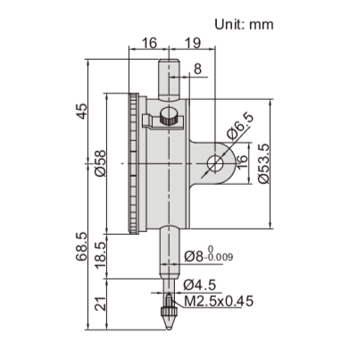 Insize Metric Lug Back Dial Indicator 10mm Range Series 2308-10A - Twin Eagle Imports