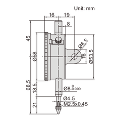 Insize Metric Lug Back Dial Indicator 10mm Range Series 2308-10A - Twin Eagle Imports