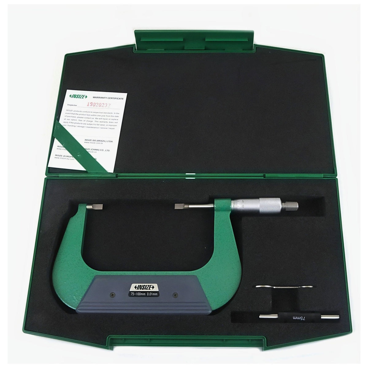 Insize Metric Outside Blade Micrometer 75-100mm Range Series 3232-100A - Twin Eagle Imports