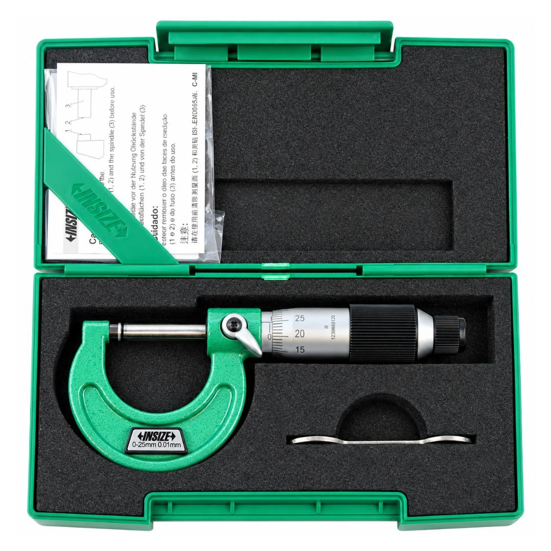 Insize Metric Outside Micrometer 0-25mm Range Series 3203-25FA - Twin Eagle Imports