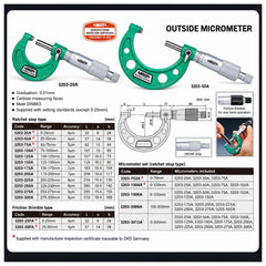 Insize Metric Outside Micrometer 25-50mm Range Series 3203-50FA - Twin Eagle Imports