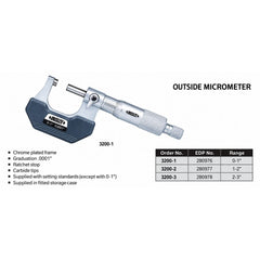 Insize Outside Micrometer 1-2" Range Series 3200-2 - Twin Eagle Imports