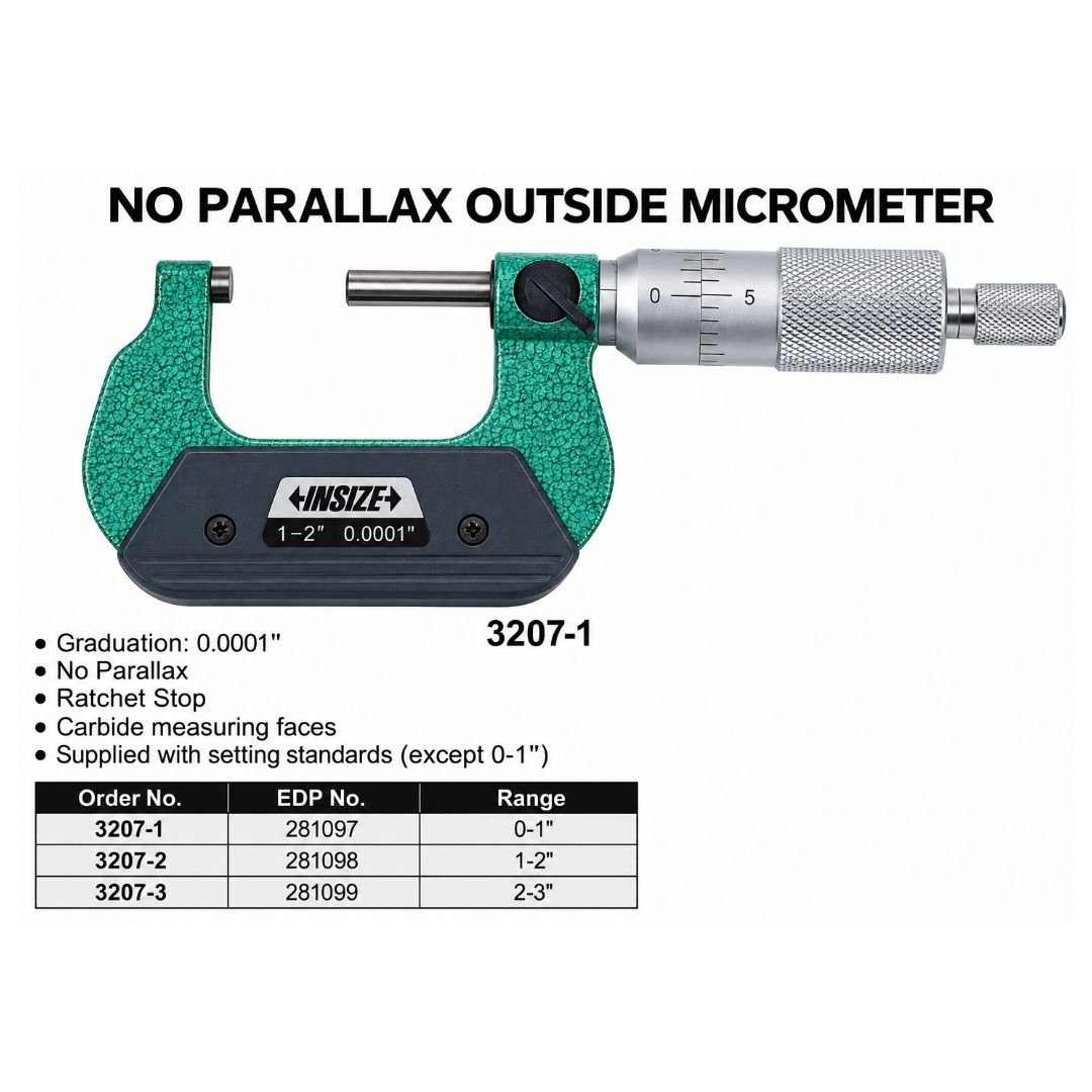 Insize Outside Micrometer 1-2" Range Series 3207-2 - Twin Eagle Imports