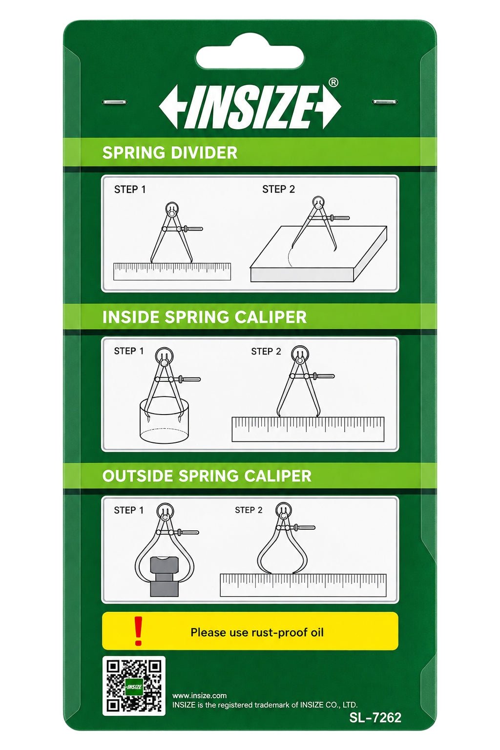 Insize Outside Spring Caliper 0-210mm Range Series 7262-200 - Twin Eagle Imports