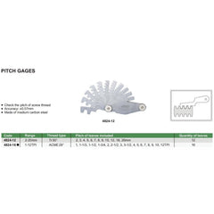 Insize Pitch Gauge 1-12TPI Range Series 4824-16 - Twin Eagle Imports