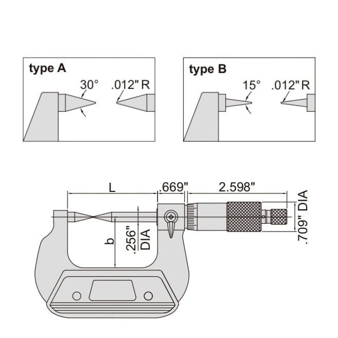 Insize Point Micrometer 2-3" Range Series 3230-3 - Twin Eagle Imports