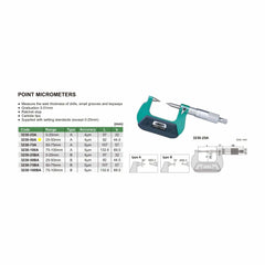 Insize Point Micrometer 25-50mm Range Series 3230-50A - Twin Eagle Imports