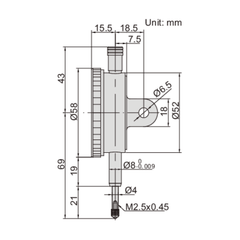 Insize Precision Dial Indicator 0-1mm x 0.001mm Range Series 2830-1 - Twin Eagle Imports