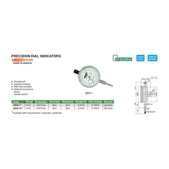 Insize Precision Dial Indicator 0-1mm x 0.001mm Range Series 2830-1 - Twin Eagle Imports