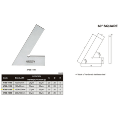 Insize Range 60° Square 150 X 100mm Series 4760-1150 - Twin Eagle Imports