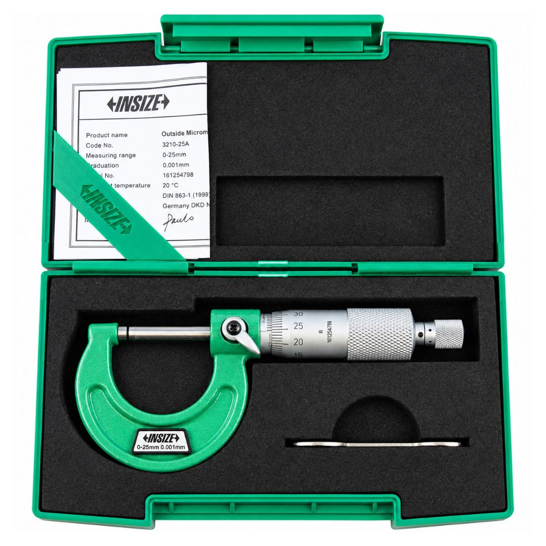 Insize Ratchet Stop Type Outside Micrometer 0-25mm Range Series 3210-25A - Twin Eagle Imports