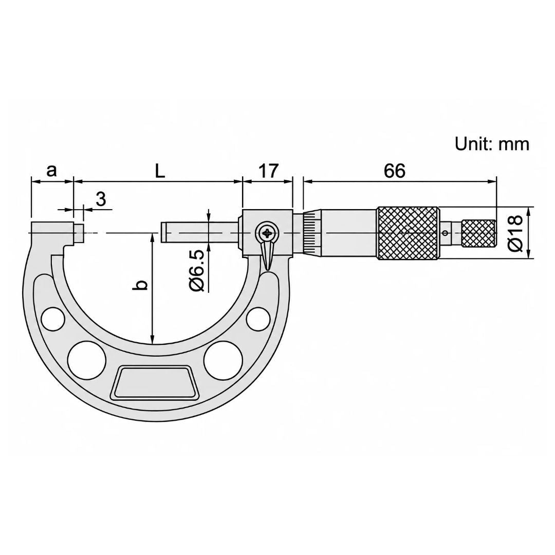 Insize Ratchet Stop Type Outside Micrometer 0-25mm Range Series 3210-25A - Twin Eagle Imports