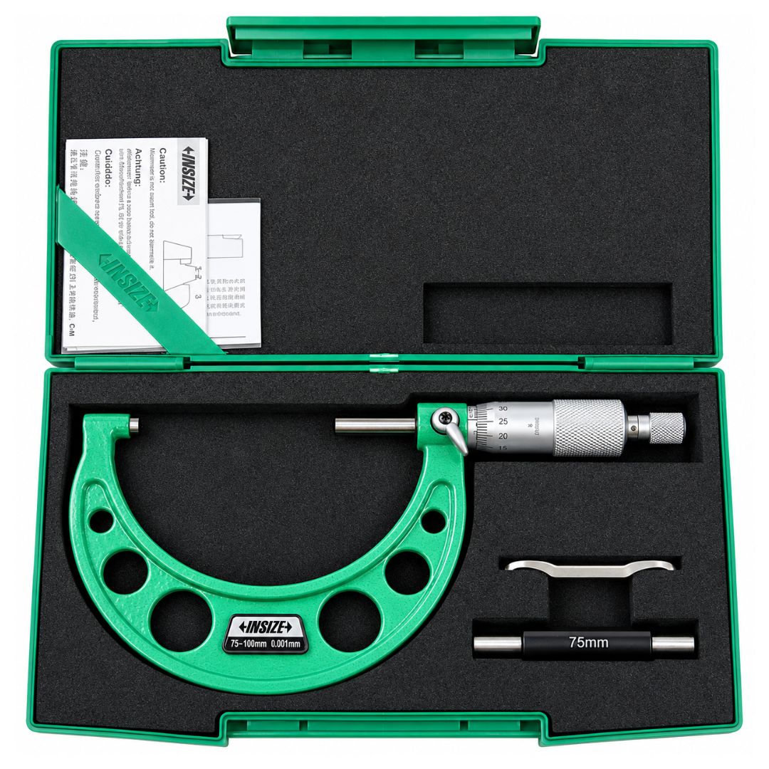 Insize Ratchet Stop Type Outside Micrometer 75-100mm Range Series 3210-100A - Twin Eagle Imports